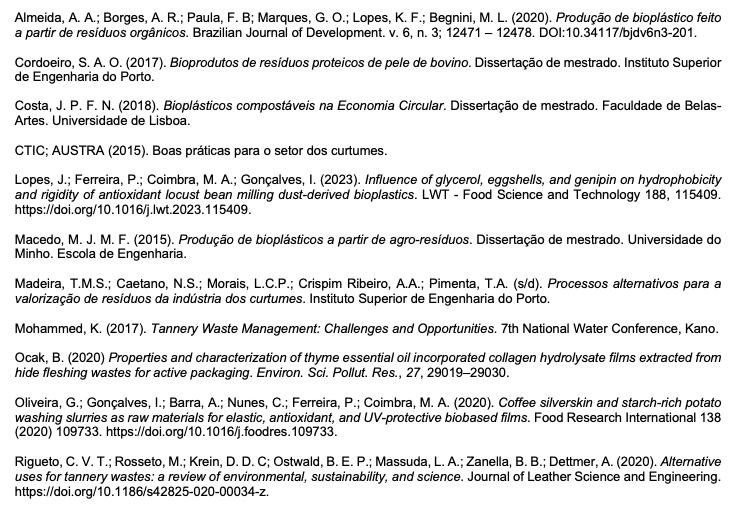 Fontes bibliográficas utilizadas para a concretização do projeto - base científica e experimental/laboratorial